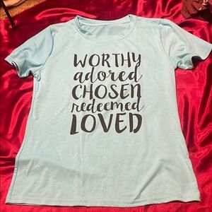 🌮 Teal Blue Graphic Tee - Worthy Adored Chosen Redeemed Loved xl